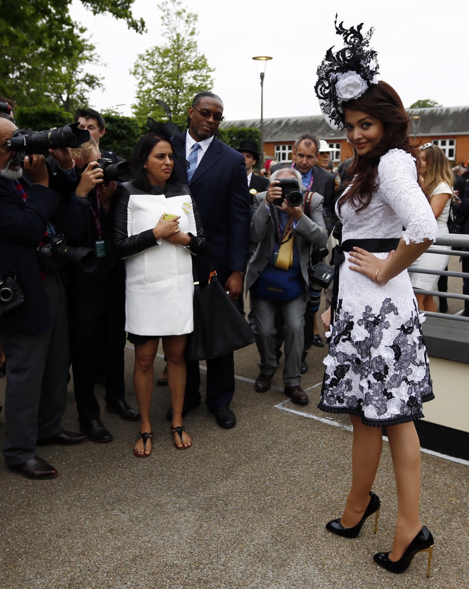 Bollywood actress Aishwarya Rai R attends the first day of the Royal Ascot horse racing festival at Ascot, southern England, June 18, 2013.