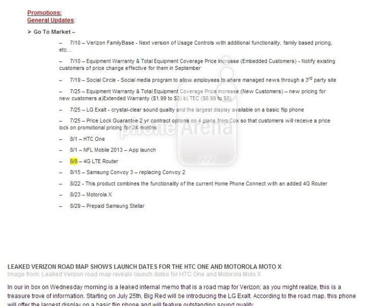 Moto X release date revealed in Verizon schedules (Courtesy: www.phonearena.com) Moto X release date revealed in Verizon schedules (Courtesy: www.phonearena.com)