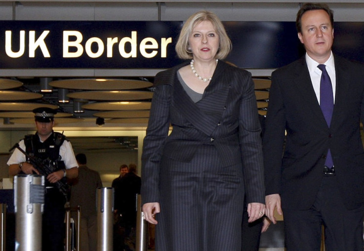 Home secretary Teresa May and prime minister David Cameron