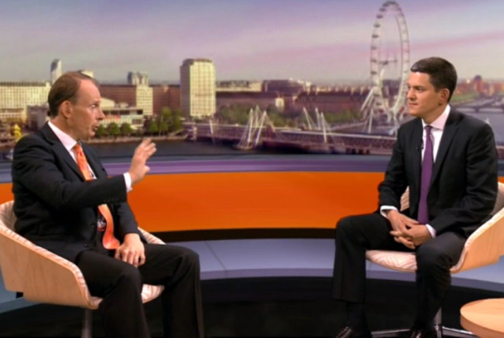 Andrew Marr, left, interviews David Miliband