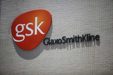 The logo of GlaxoSmithKline (GSK) is seen on its office building in Shanghai