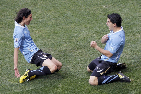 Luis Suarez (R) and Edinson Cavani