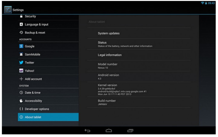 Android 4.3 update Android 4.3 update