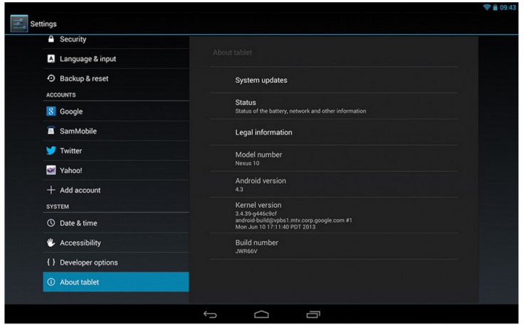 Android 4.3 update