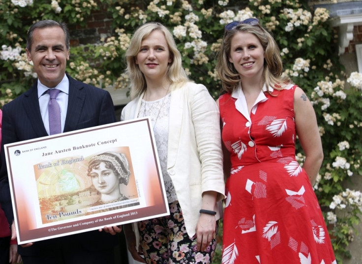 Troll victims Stella Creasy (centre) and Caroline Criado-Perez with Bank of england governor Mark Carney