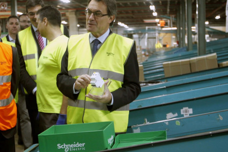 Schneider Electric Chief Operating Officer Julio Rodriguez (not pictured) during the opening of the company's logistics center in Barcelona.