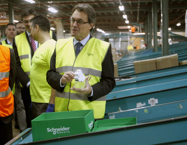 Schneider Electric Chief Operating Officer Julio Rodriguez (not pictured) during the opening of the company's logistics center in Barcelona.