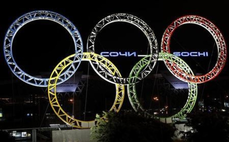 The Olympic rings are seen in front of the airport of Sochi, the host city for the Sochi 2014 Winter Olympics April 22, 2013.