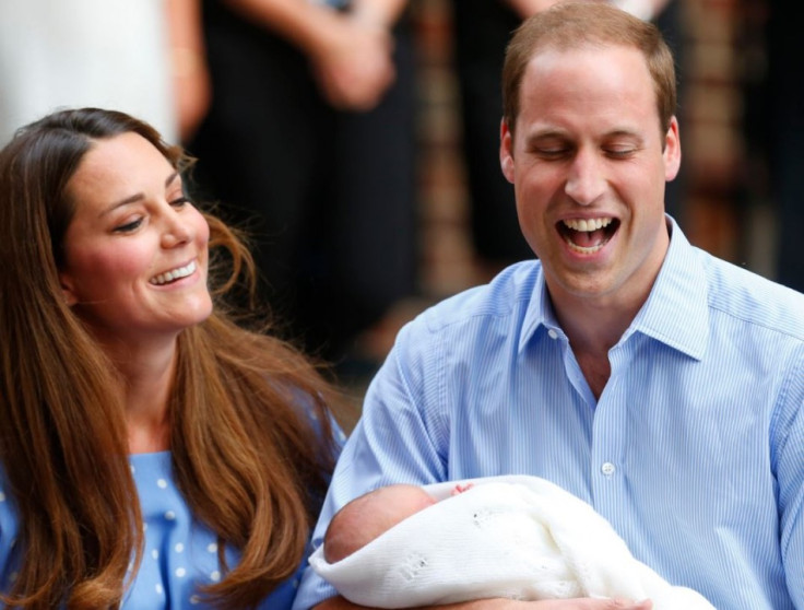 Prince William and his wife Catherine, Duchess of Cambridge appear with their baby son