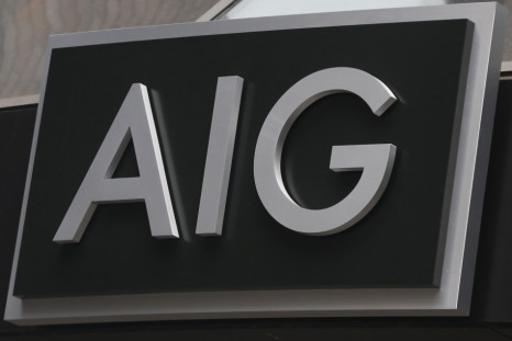 A new sign is displayed over the entrance to the AIG headquarters offices in New York's financial district.