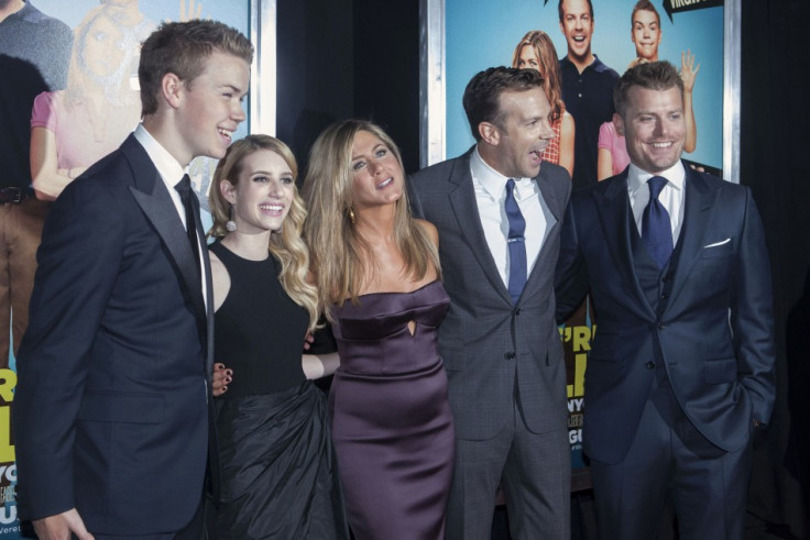 (L - R) Cast members Will Poulter, Emma Roberts, Jennifer Aniston, Jason Sudeikis and director Rawson Marshall Thurber arrive for the premiere of the film "We're the Millers" in New York, August 1, 2013. (Photo: REUTERS/Keith Bedford)