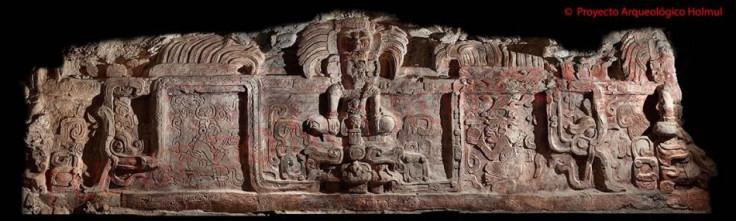 The central god-like figure on the frieze was possibly a local Holmul ruler called Yopaat Och Chan. (Photo: Estrada-Belli/© Holmul Archaeological Project)