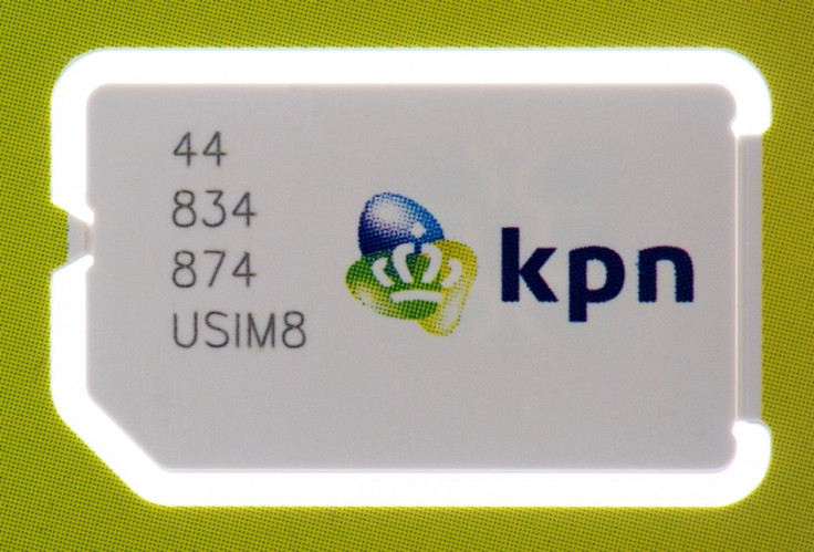 A sim card by Dutch telecoms group KPN is seen in Haarlem