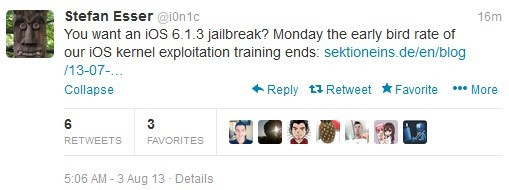 iOS 6.1.3 Untethered Jailbreak: i0n1c Invites Jailbreakers for iOS Kernel Exploitation Course in Germany iOS 6.1.3 Untethered Jailbreak: i0n1c Invites Jailbreakers for iOS Kernel Exploitation Course in Germany