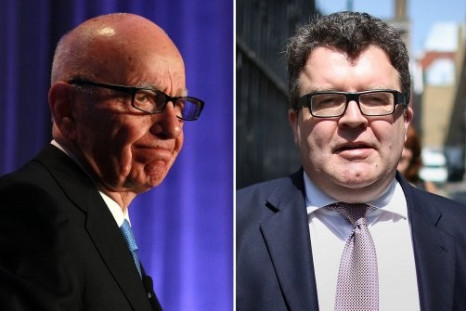 Rupert Murdoch, left and Tom Watson, the British politician
