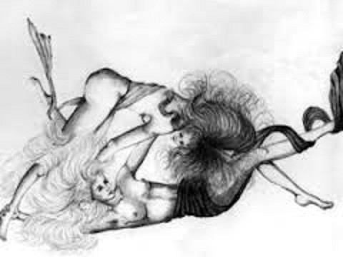 Two female-looking creatures by sleep artist, Lee Hadwin Two female-looking creatures by sleep artist, Lee Hadwin