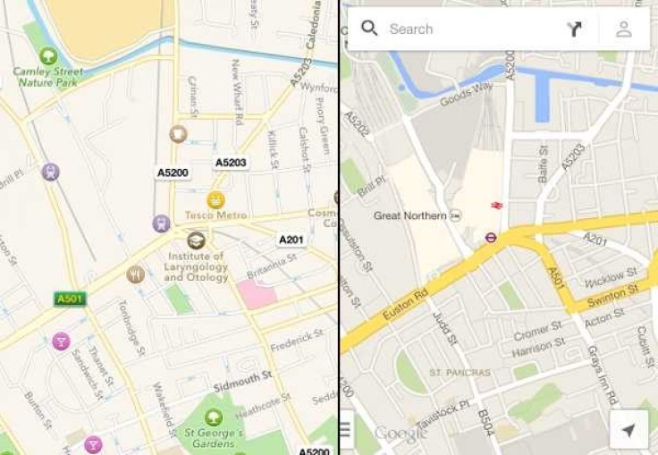 Apple maps versus Google maps