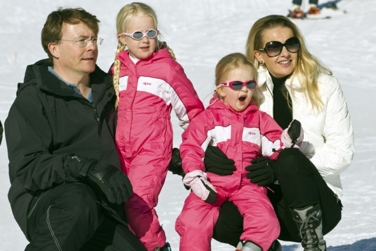 Prince Friso is survived by his wife Mabel Wisse Smit and daughters Countesses Zaria (2nd L) and Luana, pictured here at the Austrian alpine ski resort of Lech am Arlberg February 19, 2011. The Dutch royal family often spends winter holidays in Lech in th