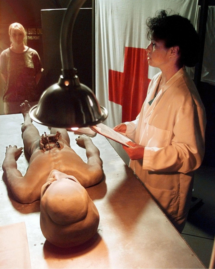 A recreation of the 'alien autopsy after the Roswell crash in New Mexico, 1947