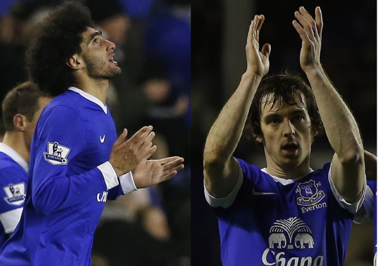 Leighton Baines and Marouane Fellaini