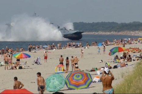 Amphibious landing craft lands on Kaliningrad, western Russia