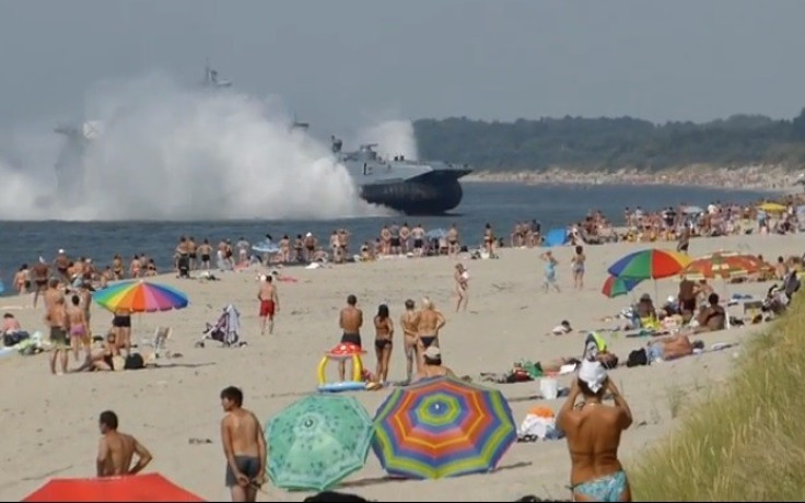 Amphibious landing craft lands on Kaliningrad, western Russia