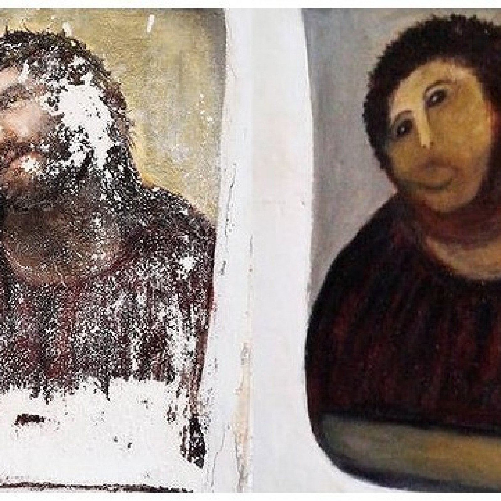 Jesus Repainted Borja Jesus Painting Spain Ecce Homo Spain Hi Res Stock Photography