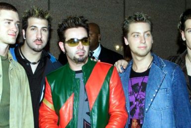 The band N'Sync, from left to right, Justin Timberlake, Joey Fatone, Chris Kirkpatrick, Lance Bass and J.C. Chasez
