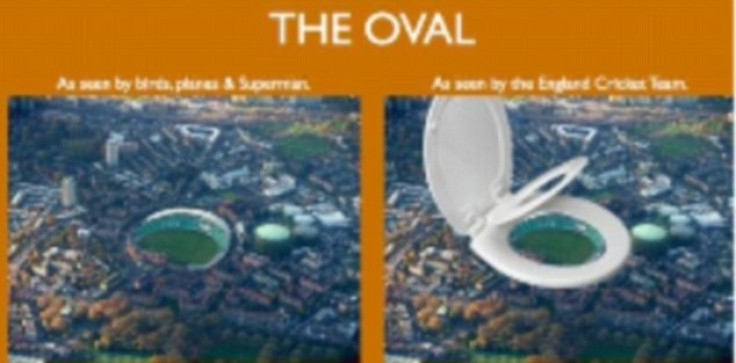 Oval toilet image uploaded on to Twitter by Michael Vaughan