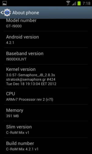 Update Galaxy S I9000 to Android 4.3 via C-ROM Final Build Update Galaxy S I9000 to Android 4.3 via C-ROM Final Build