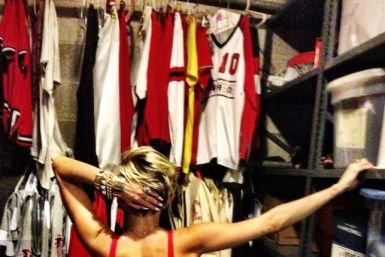 "#23 #youcanthangwithus #boyslockerroom" Miley Cyrus captioned the image