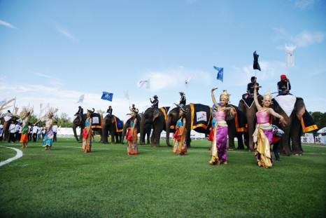 Traditional Thai dancers perform during the opening ceremony for King's Cup Elephant Polo 2013 Tournament in Hua Hin, Thailand. (Photo: www.anantaraelephantpolo.com)
