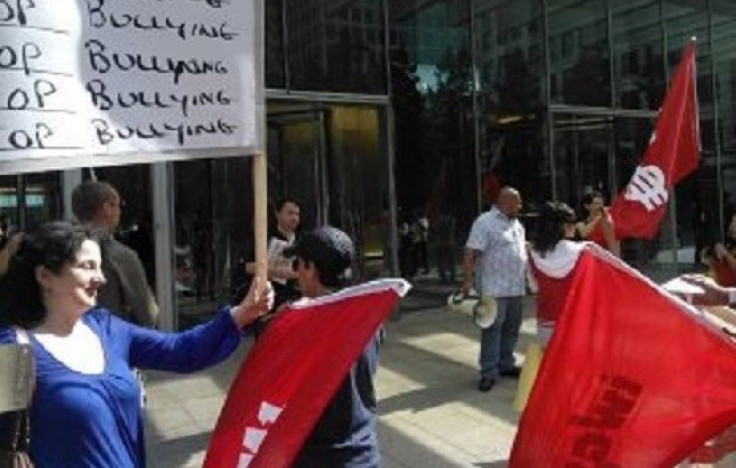 Cleaners protest at Clifford Chance against conditions at Mitie PIC: @DomGover