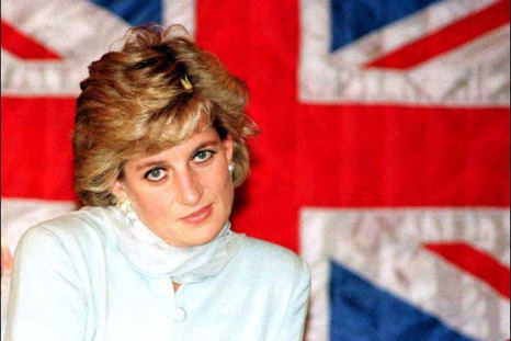 File photo of Diana, Princess of Wales sitting in front of a British flag during a visit to the Shaukat Khanum Memorial Cancer Hospital in Lahore February 22, 1997. The Princess and her millionaire companion Dodi Al Fayed died in a car crash in Paris, Aug
