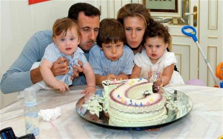 Syrian president with wife and three children