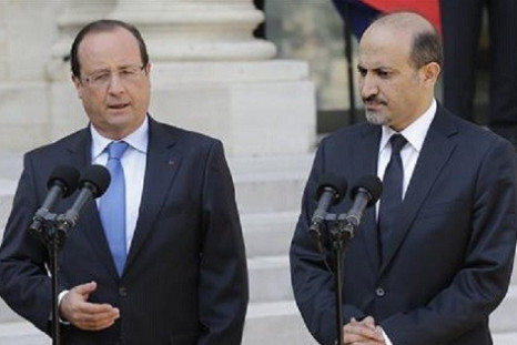 Francois Hollande, left, with Ahmad Jarba