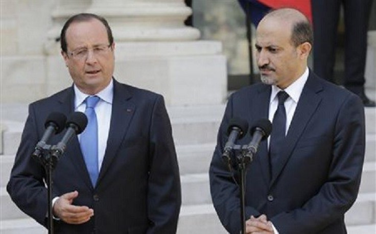 Francois Hollande, left, with Ahmad Jarba