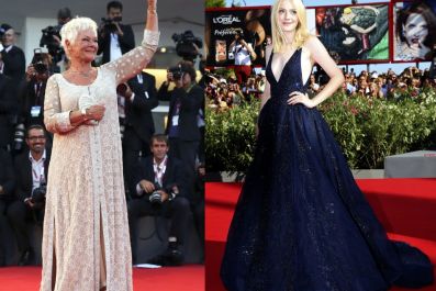 Actresses Judi Dench (L) and Dakota Fanning arrive at red carpet during the 70th Venice Film Festival in Venice August 31, 2013. (REUTERS/Alessandro Bianchi )
