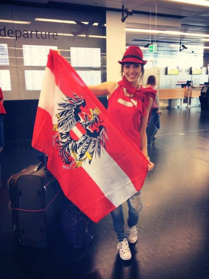 Miss Austria 2013, Ena Kadic, departs from her home country to take part in Miss World 2013 pageant to be held in Indonesia on 28 September. (Photo: Miss World/Facebook)