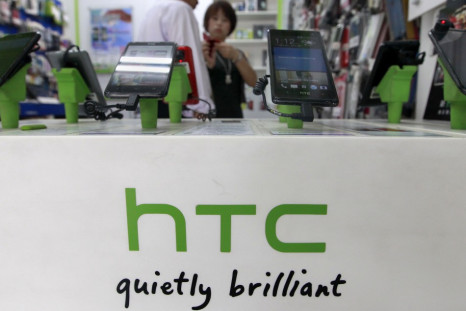 HTC smartphones displayed in a store