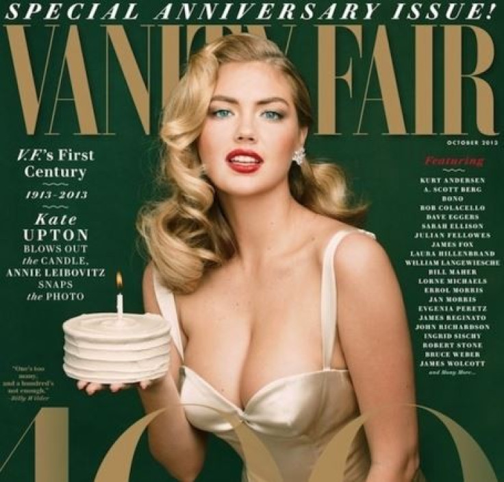 American model/actress Kate Upton poses as Marilyn Monroe on the cover of Vanity Fair magazine’s 100th anniversary issue.