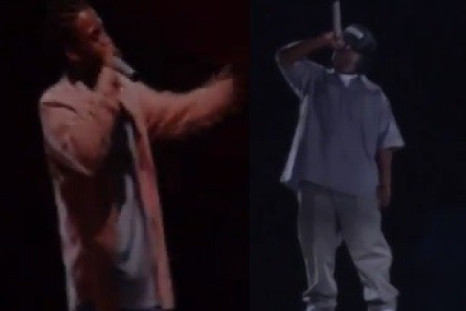 Holograms of Ol' Dirty bastard (L) and Eazy-E perform at at the 2013 Rock the Bells in Los Angeles, California