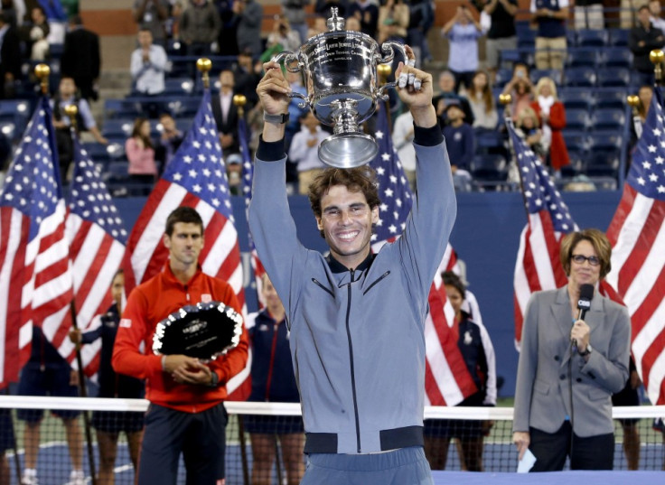 Rafael Nadal celebrates winning the US Open 2013