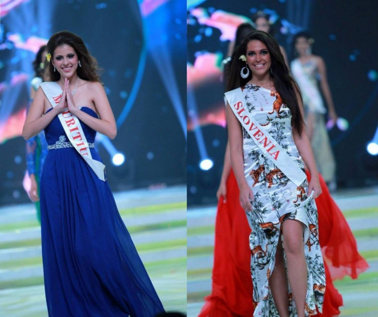Miss World Mauritius 2013 and Miss World Slovenia 2013 catwalk during the opening ceremony of Miss World 2013 contest in Bali, on 8 September. (Photo: Miss World/Facebook)