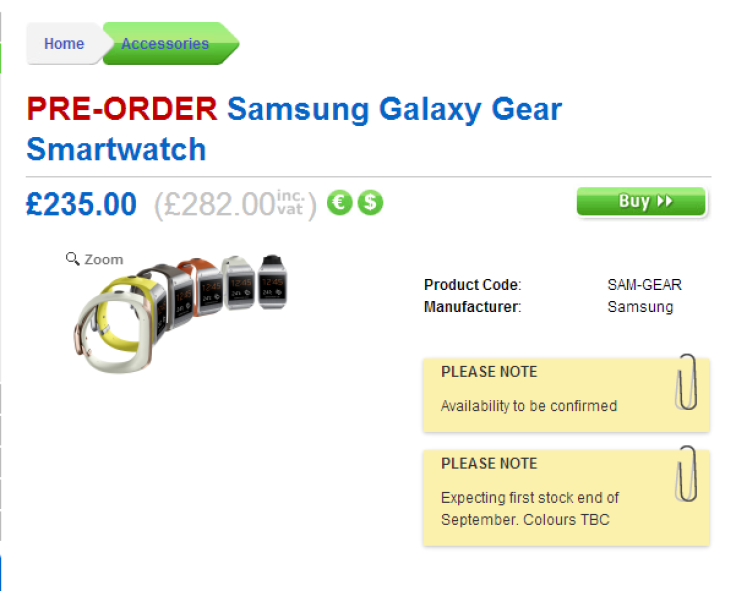 Samsung Galaxy Gear: Where to Pre-order in UK