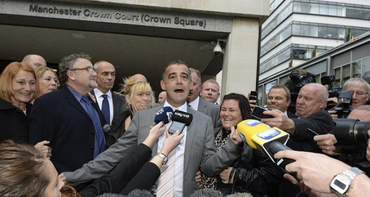 Michael Le Vell addresses the media outside Manchester Crown Court (Reuters)