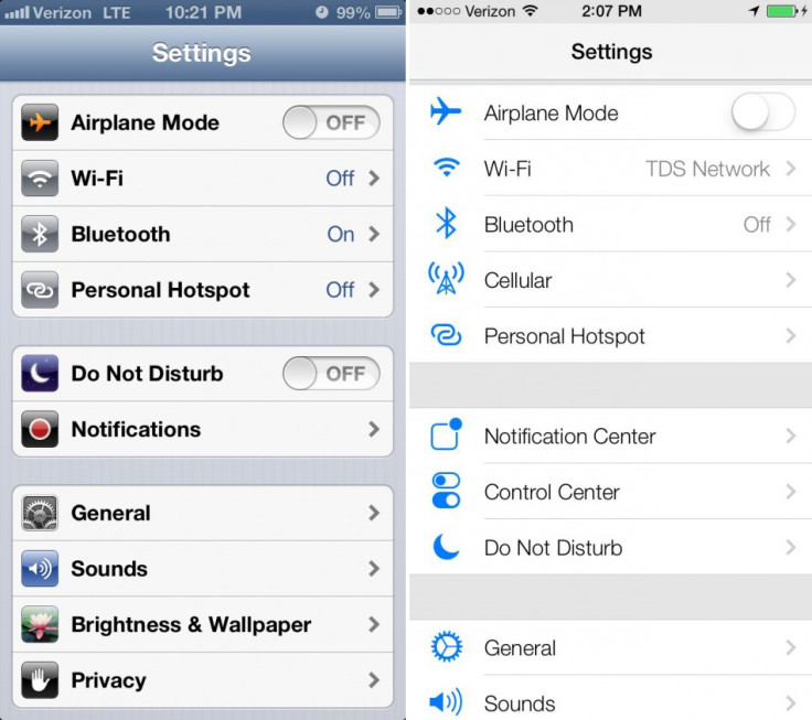 iOS 7 Settings