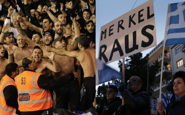 40 PAOK fans (L) attacked HQ of Golden Dawn in Thessaloniki (Reuters)