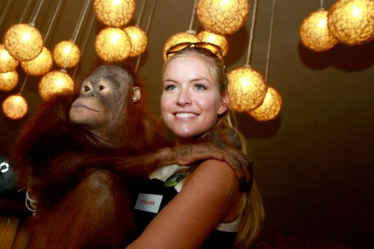 Miss England, Kirsty Heslewood, at Bali Safari and Marine Park in Gianyar, eastern Bali. The Miss World 2013 contestants visited the Park to learn about endangered animals and work on the Multimedia Award presentations. (Photo: Miss World Organisation)