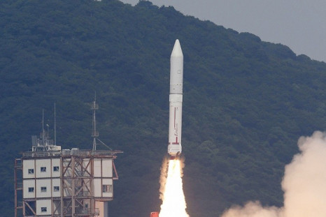An Epsilon rocket blasts off from the launching pad at the Uchinoura Space Center in Kimotsuki, Japan.